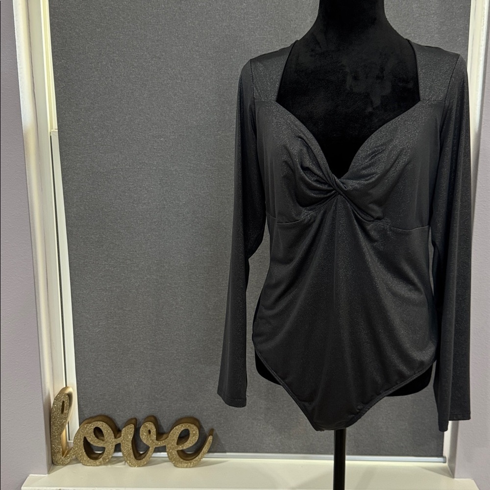Express Shimmering Black Bodysuit